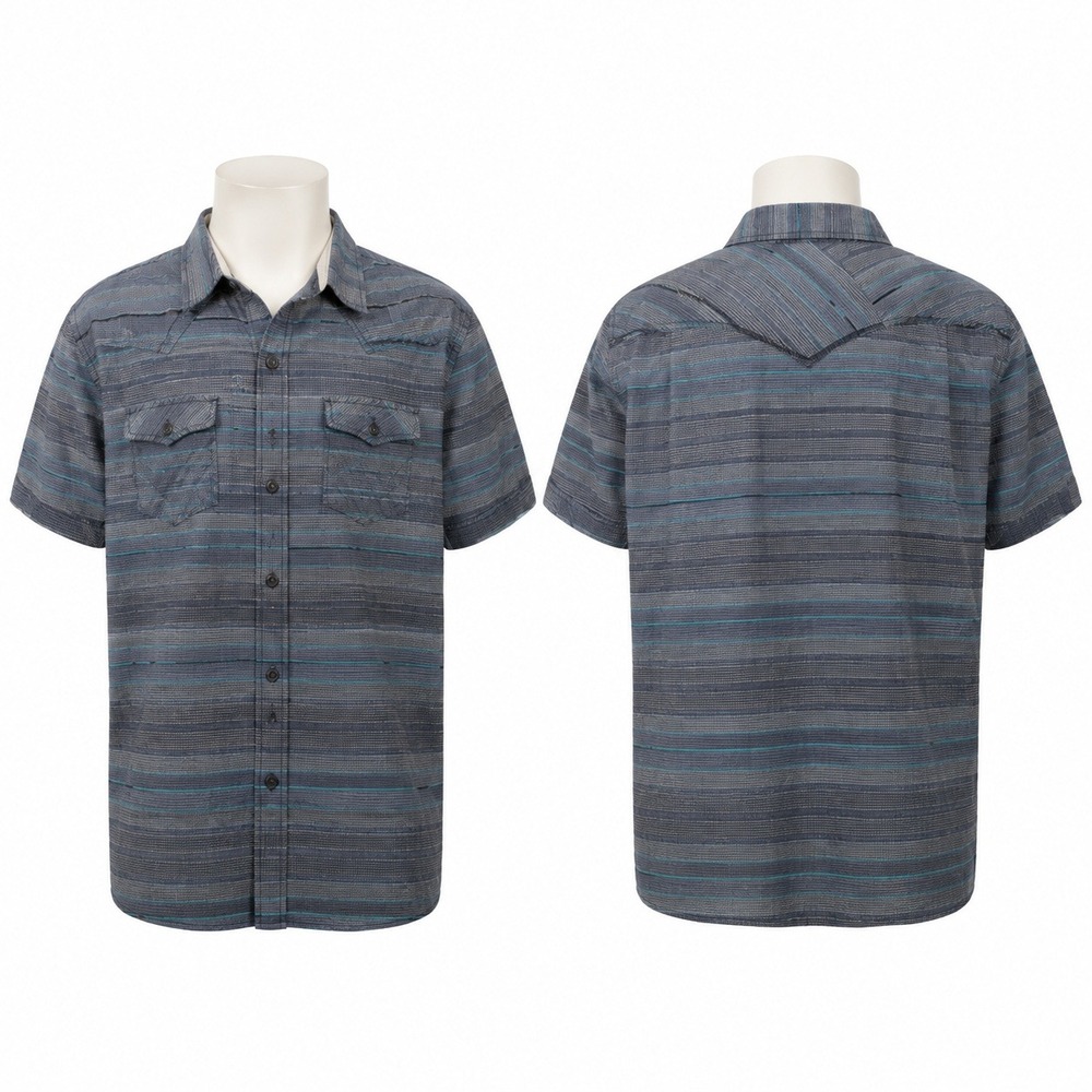 Moon Shine Spirit By Brad Paisley L Blue Pearl Snap‎ Short Sleeve Shirt
